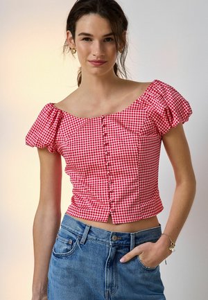 Next, REGULAR FIT - MILKMAID PUFF SLEEVE TOP . - Bluse - red white gingham
