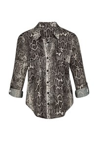 Hemd mit Knopfleiste im schwarz-weißen Schlangenprint-Muster, mit klassischem Kragen und hochgerollten Ärmeln. Aus einem leichten Stoff gefertigt.