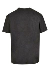 Mørkegrå kortærmet t-shirt lavet af blødt stof, med rund hals og en simpel, udekoreret design på bagsiden.