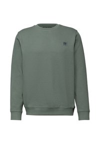 Felpa verde con trama, collo rotondo, polsini e orlo a costine. Presenta una piccola toppa con il logo sul petto. Realizzata in tessuto morbido e traspirante.