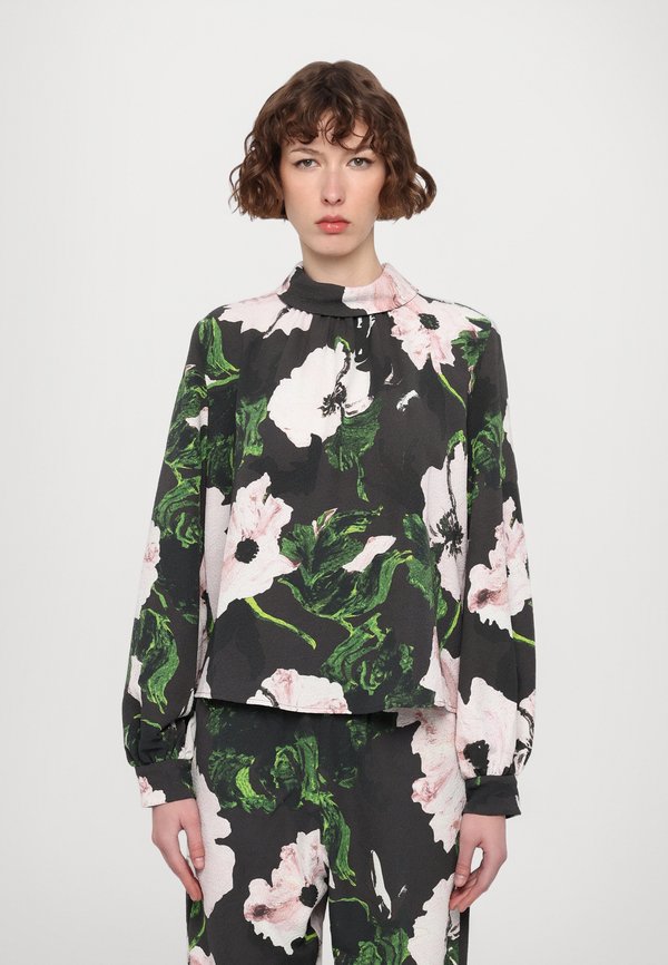 GATHERED LONG SLEEVE STRUCTURE STRETCH - Blouse - umber windflower