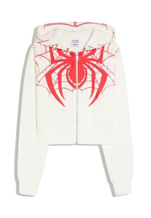 Bershka, SPIDER PRINT HOODED JACKET - Zip-up sweatshirt - white