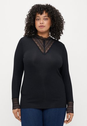 CARTILDE GLITTER HIGHNECK  - Pikkade varrukatega topp - black