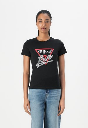 PEARLS LOVE TRIANGLE TEE - Print T-shirt - jet black