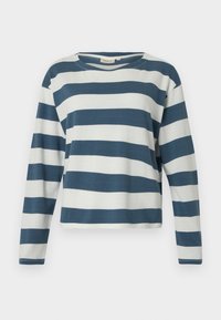 TOM TAILOR DENIM STRIPED WITH BUTTONS - Long sleeved top - dusty blue/white