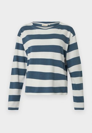 TOM TAILOR DENIM STRIPED WITH BUTTONS - Camiseta de manga larga - dusty blue/white