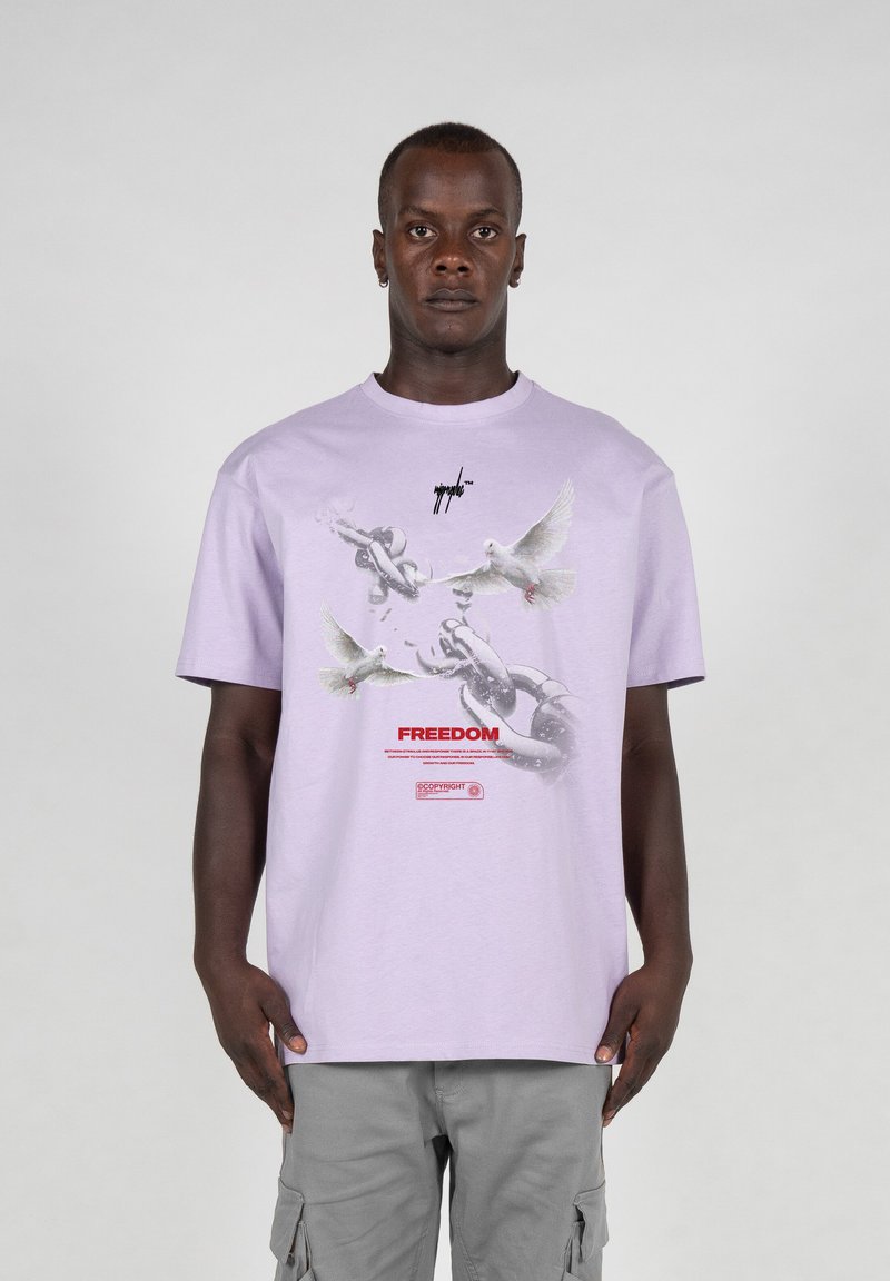 MJ Gonzales FREEDOM - Marškinėliai su spaudiniu - lilac