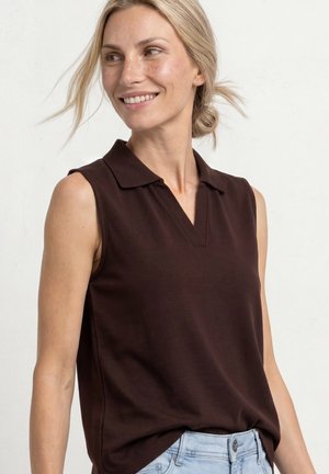 Street One, TOP IN RIPPSTRUKTUR MIT POLOKRAGEN - Top - espresso brown