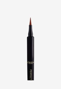 Eyeliner liquide marron dans un élégant contenant noir en forme de stylo avec une pointe en feutre pointue, étiqueté "L'Oréal Paris Perfect".