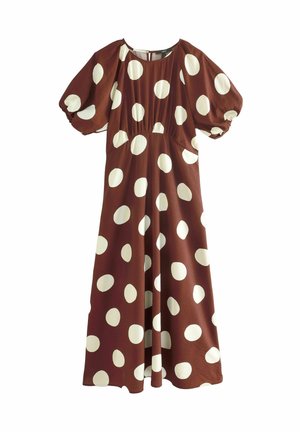 REGULAR FIT - PUFF SLEEVE MIDI - Denné šaty - chocolate brown spot