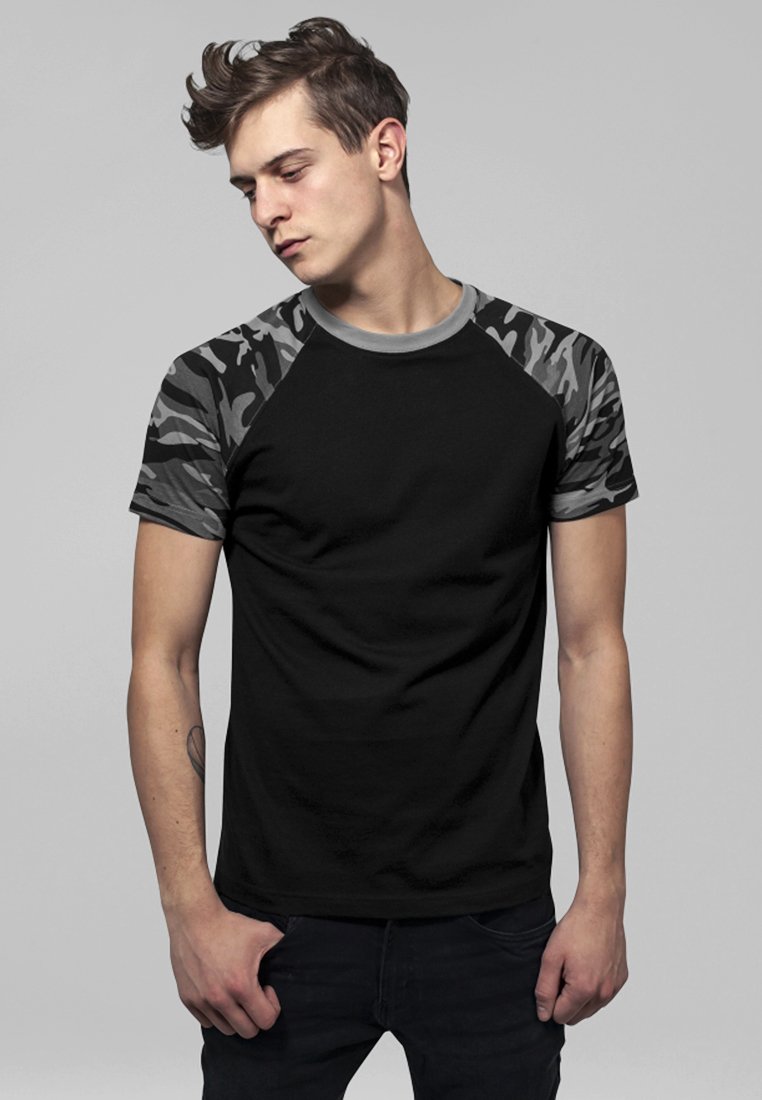 Urban Classics RAGLAN CONTRAST - T-Shirt print - black/ grey/schwarz ...