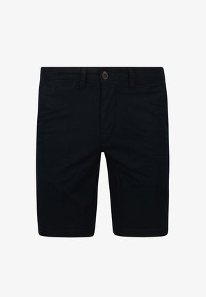Navy cotton shorts with a straight cut, button closure, and front pockets. Smooth texture and clean stitching details.