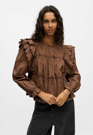 MIT LANGEN ÄRMELN OBJHOPE - Bluse - cocoa brown
