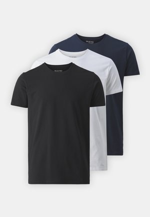 SLHROLAND O NECK TEE 3 PACK  - Basic T-shirt - black/navy blazer/bright white