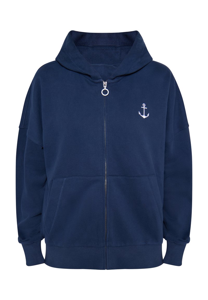 dreimaster Sweater met rits gemêleerd donkerblauw