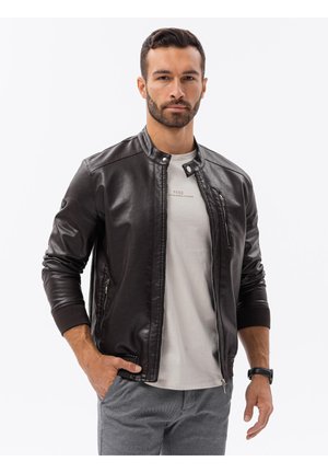 OM JAFL - Faux leather jacket - dark brown