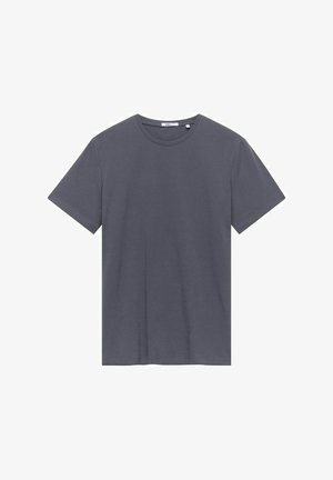 Grijze t-shirt met korte mouwen van katoen, met een klassieke ronde hals en een eenvoudig ontwerp zonder patronen of accenten.