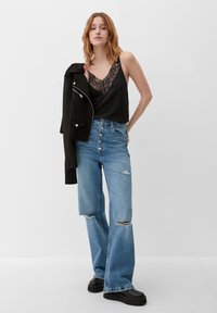 QS MIT SPITZE - Top - schwarz