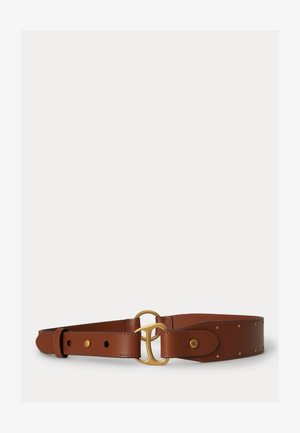 Lauren Ralph Lauren, EQUESTRIAN D-RING STUDDED LEATHER BELT - Gürtel - lauren tan