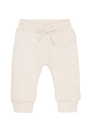 Cremefarbene, gesteppte Sweatpants mit einem gerippten Taillenbund und Bündchen. Verfügt über einen passenden Kordelzug und ein dezentes, gesticktes Logodetail.