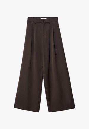 Stradivarius, WIDE LEG WITH DARTS - Nohavice - dark brown