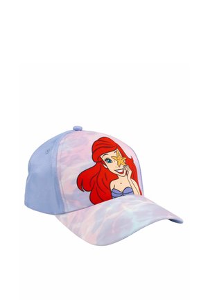 Light purple cap featuring a cartoon red-haired girl holding a starfish over one eye on the front panel.