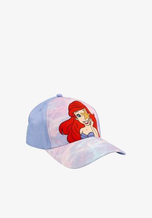 Light purple cap featuring a cartoon red-haired girl holding a starfish over one eye on the front panel.
