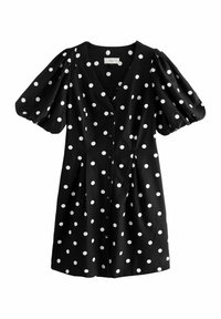 Next V-NECK PUFF SLEEVE MINI  - Košilové šaty - black spot