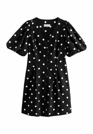Next V-NECK PUFF SLEEVE MINI  - Paitamekko - black spot