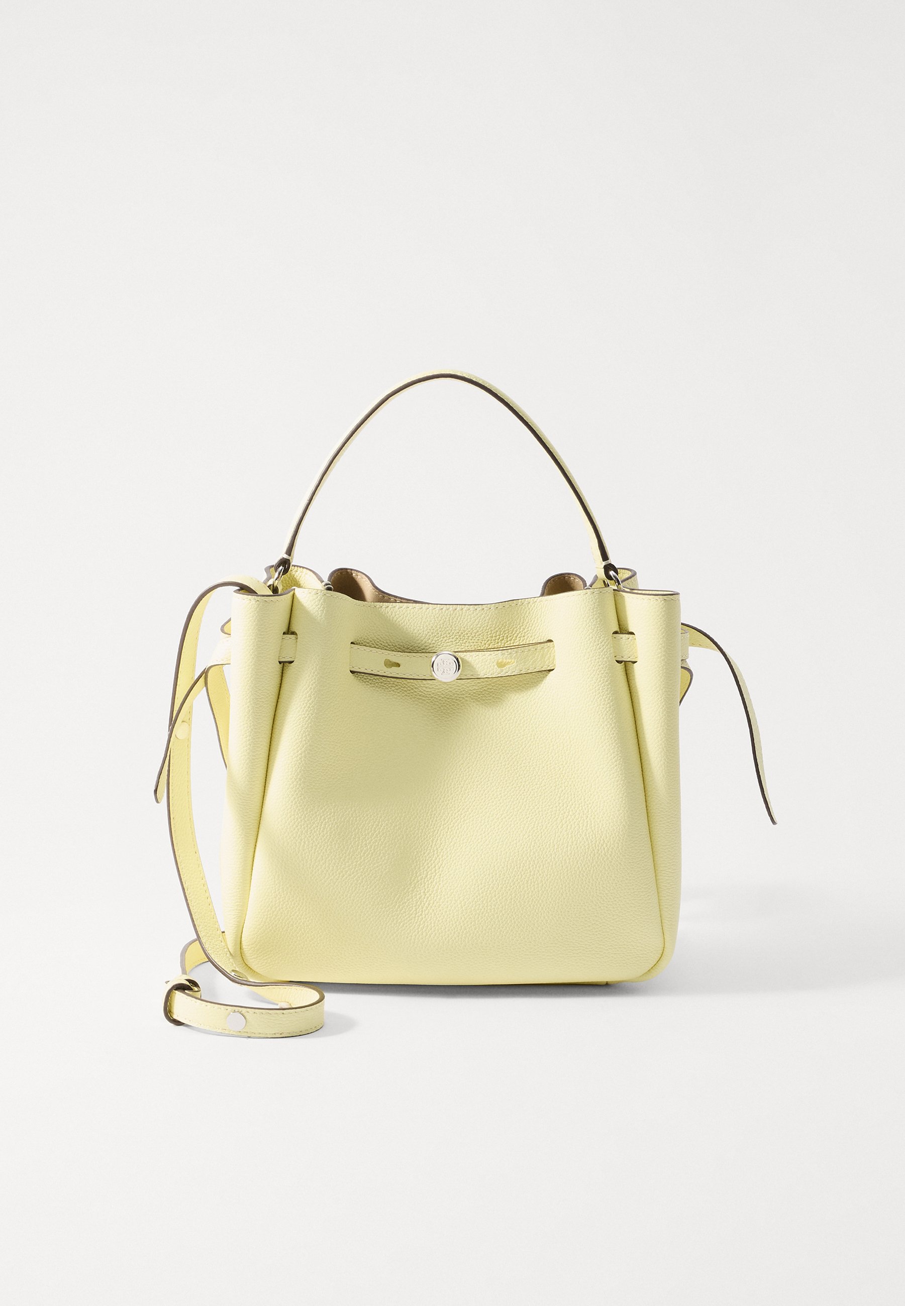 Tory Burch ROMY PEBBLED BUCKET BAG - Handbag - lemon/gold-coloured 