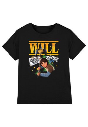 Black t-shirt featuring character Will from Stranger Things holding an axe with "Will Zombie Boy" and "Stranger Things Tales 85" text.