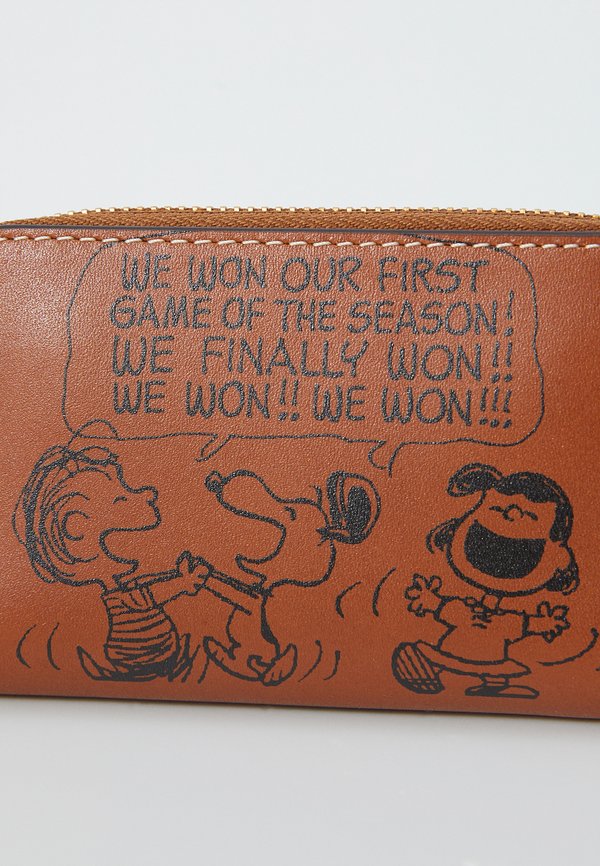PEANUTS NEWSPAPER PRINT SMALL ZIP AROUND CARD CASE - Wallet - hazelnut4