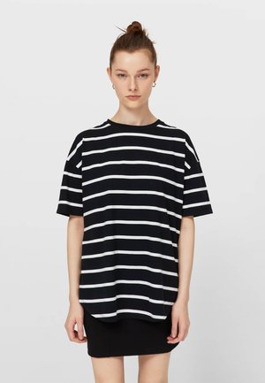 MIT STREIFEN - T-shirt z nadrukiem - black