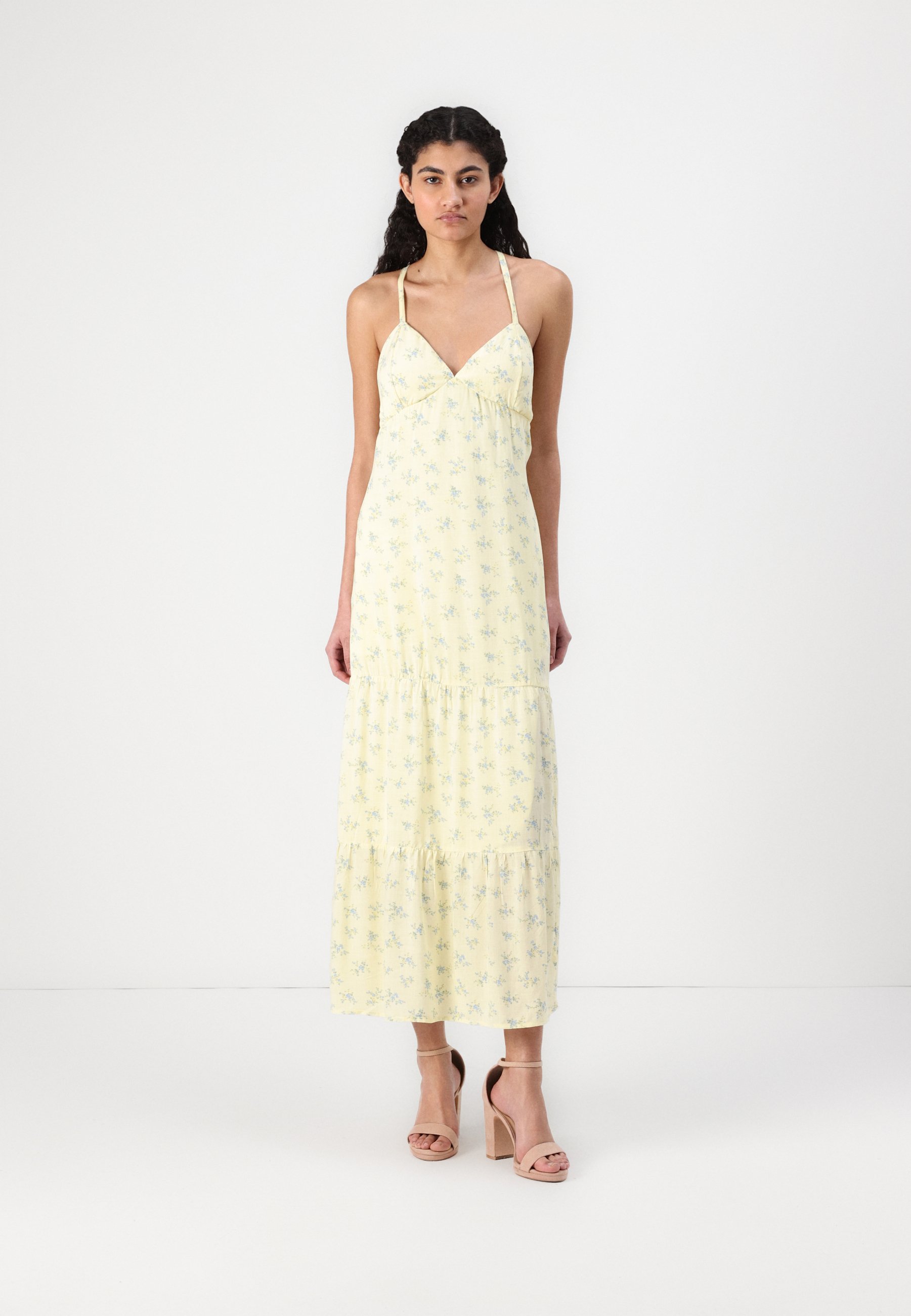 Hollister Co. CHAIN BARE OPEN BACK MAXI DRESS - Robe longue - macaron/jaune  - ZALANDO.FR