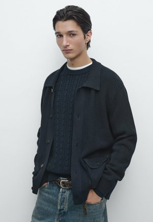 WITH POCKETS - Gilet - mottled dark blue