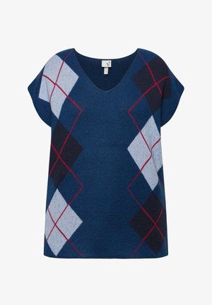 Ulla Popken V-NECK - Printtipaita - navy blue