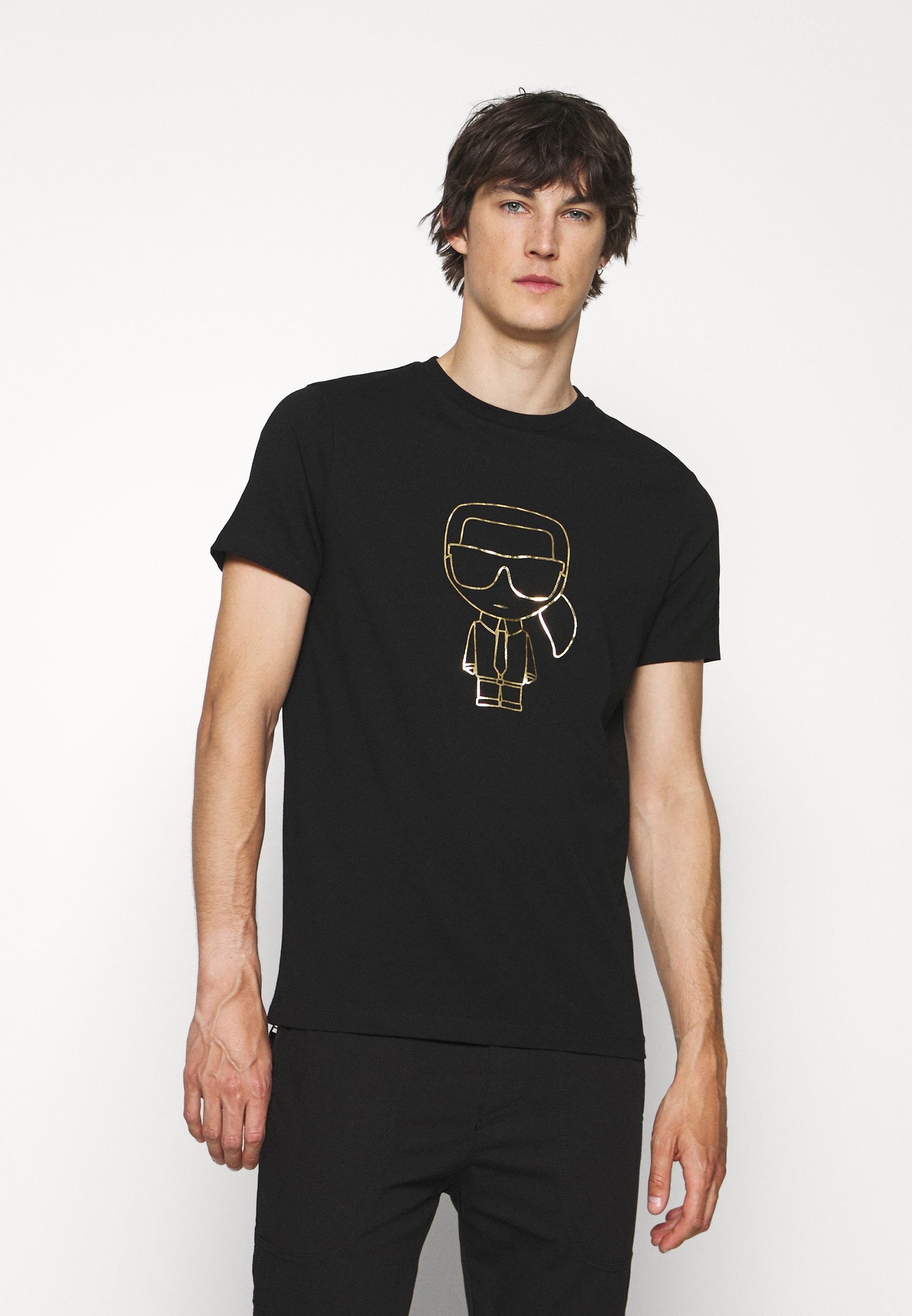 KARL LAGERFELD CREWNECK - T-Shirt print - black/gold/schwarz