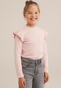 WE Fashion GERIBD MET RUCHES - Tops ar garām piedurknēm - pink