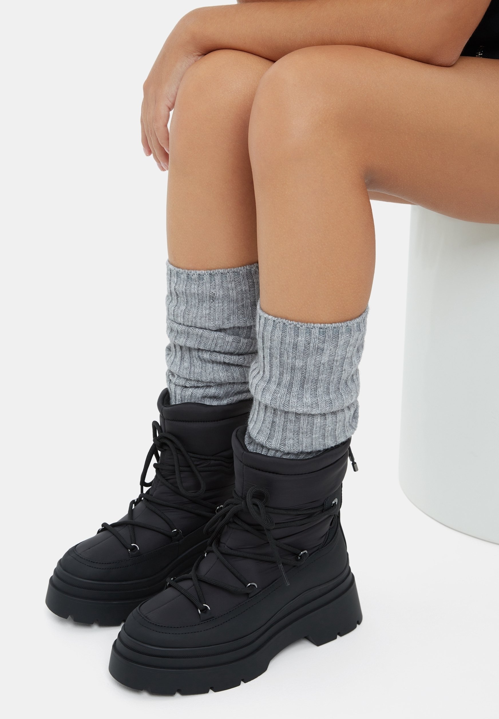 Botas Biker Bershka Bershka Negras Botas Cordones Mujer Bershka