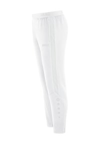 Witte sportbroek met een ademend meshpaneel, elastische tailleband en logodetail. Heeft een slim fit met drukknoopaccenten langs het been.