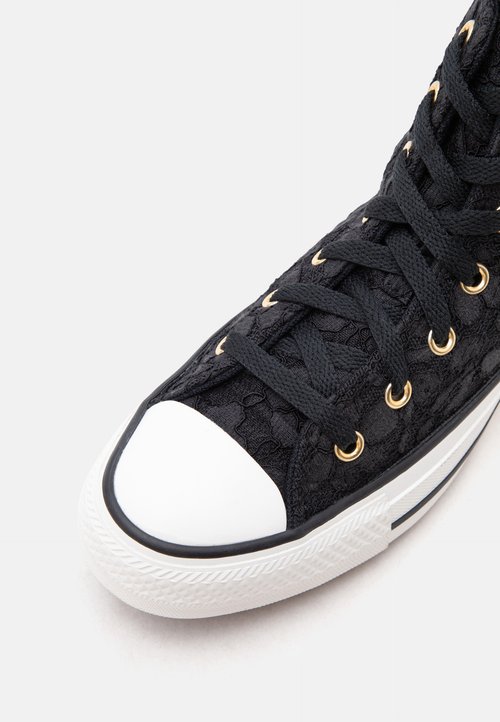 Converse CHUCK TAYLOR ALL STAR BOWS AND LACE UNISEX - Zapatillas altas - black/metallic light gold-coloured — photo 6