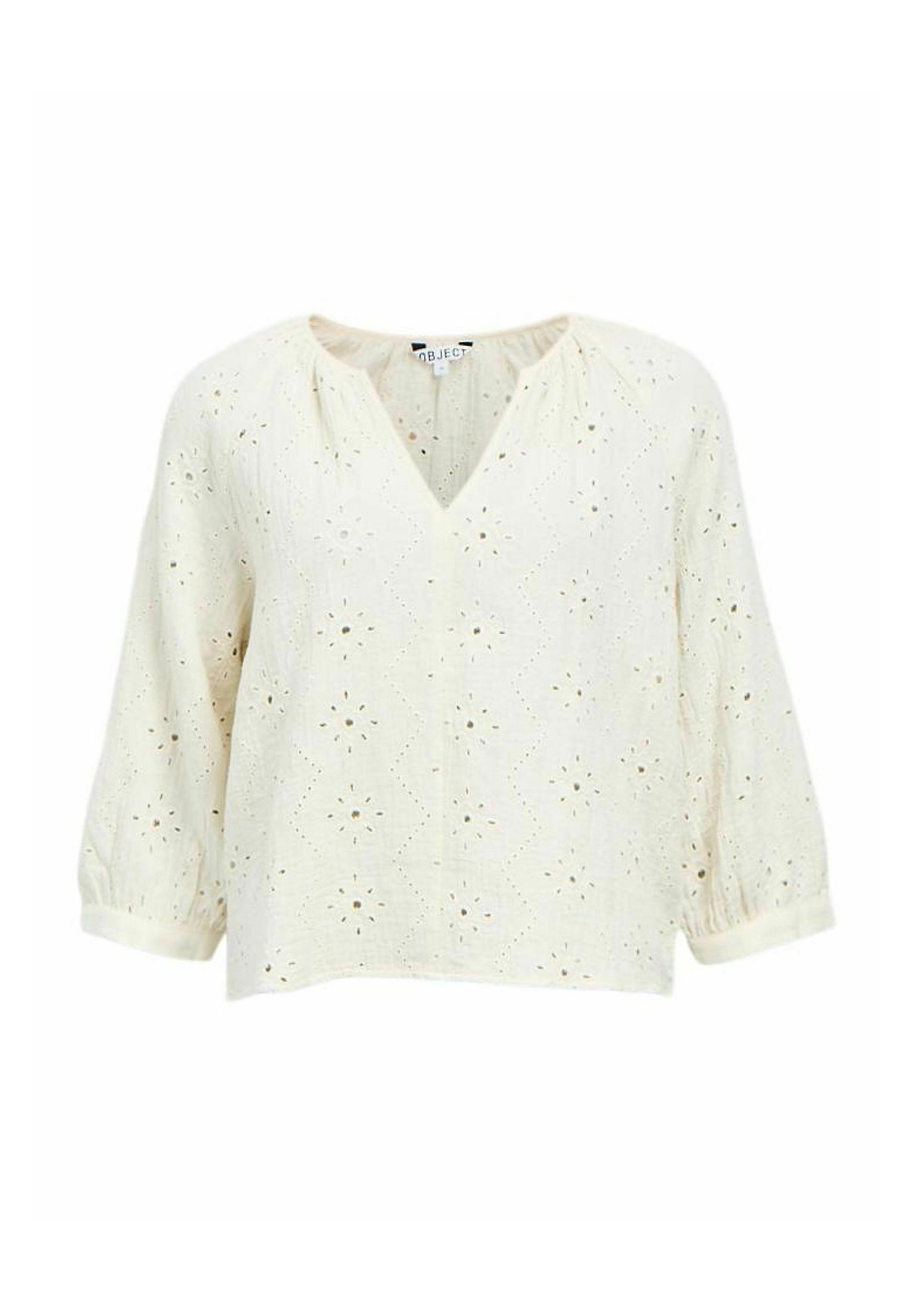Object Collectors Item Hemd – Langarm, Broderie Anglaise, Bestickt, Normal Geschnitten