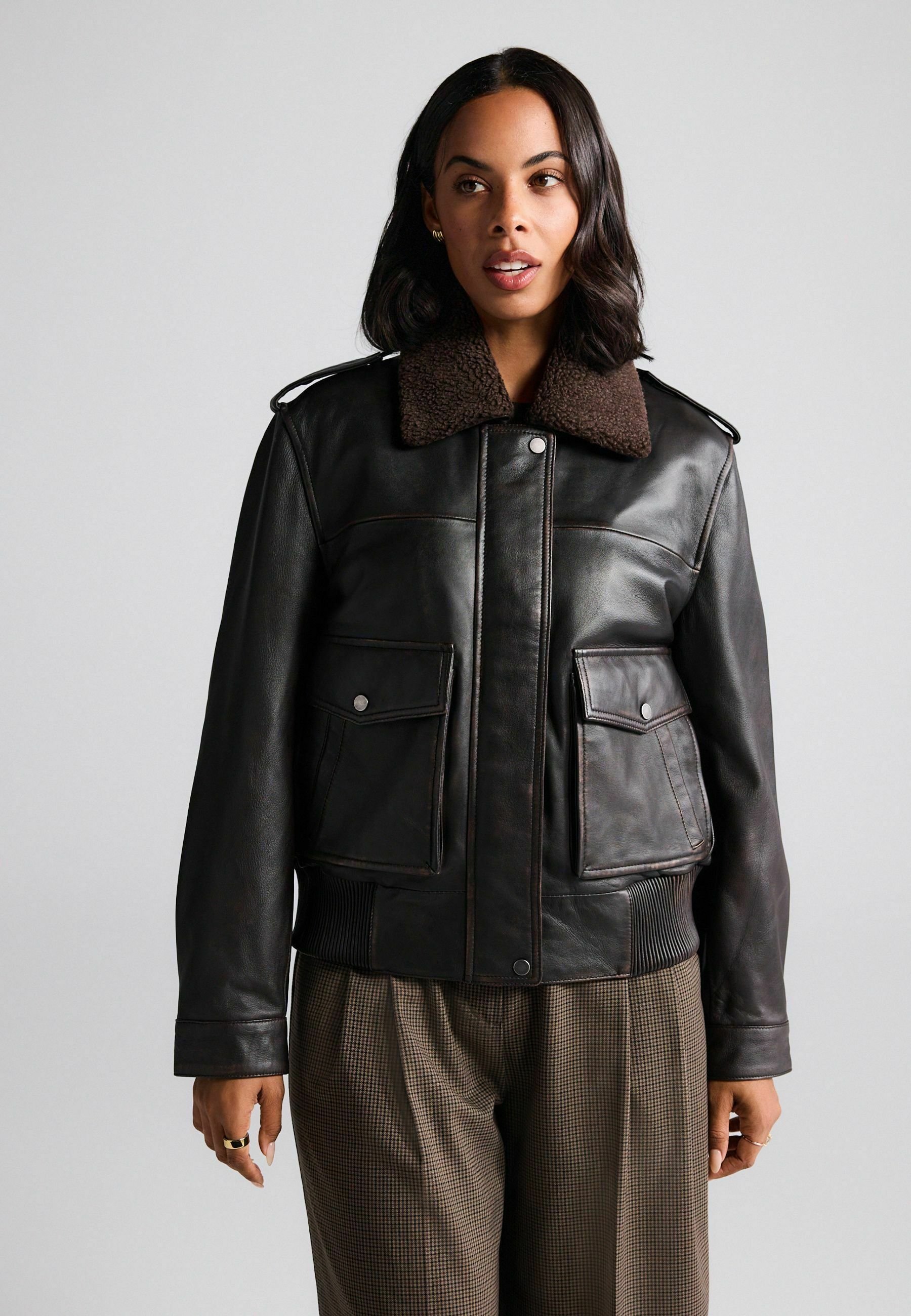 Next REGULAR FIT - Faux leather jacket - chocolate brown/brown