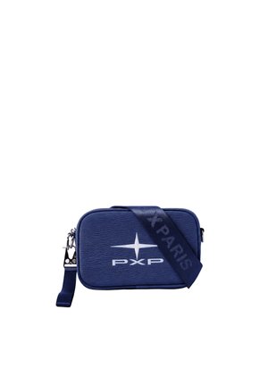Sac bandoulière rectangulaire bleu marine avec logo étoile blanche et texte "PXP", doté d'une bandoulière bleu foncé avec marquage "PXP PARIS".