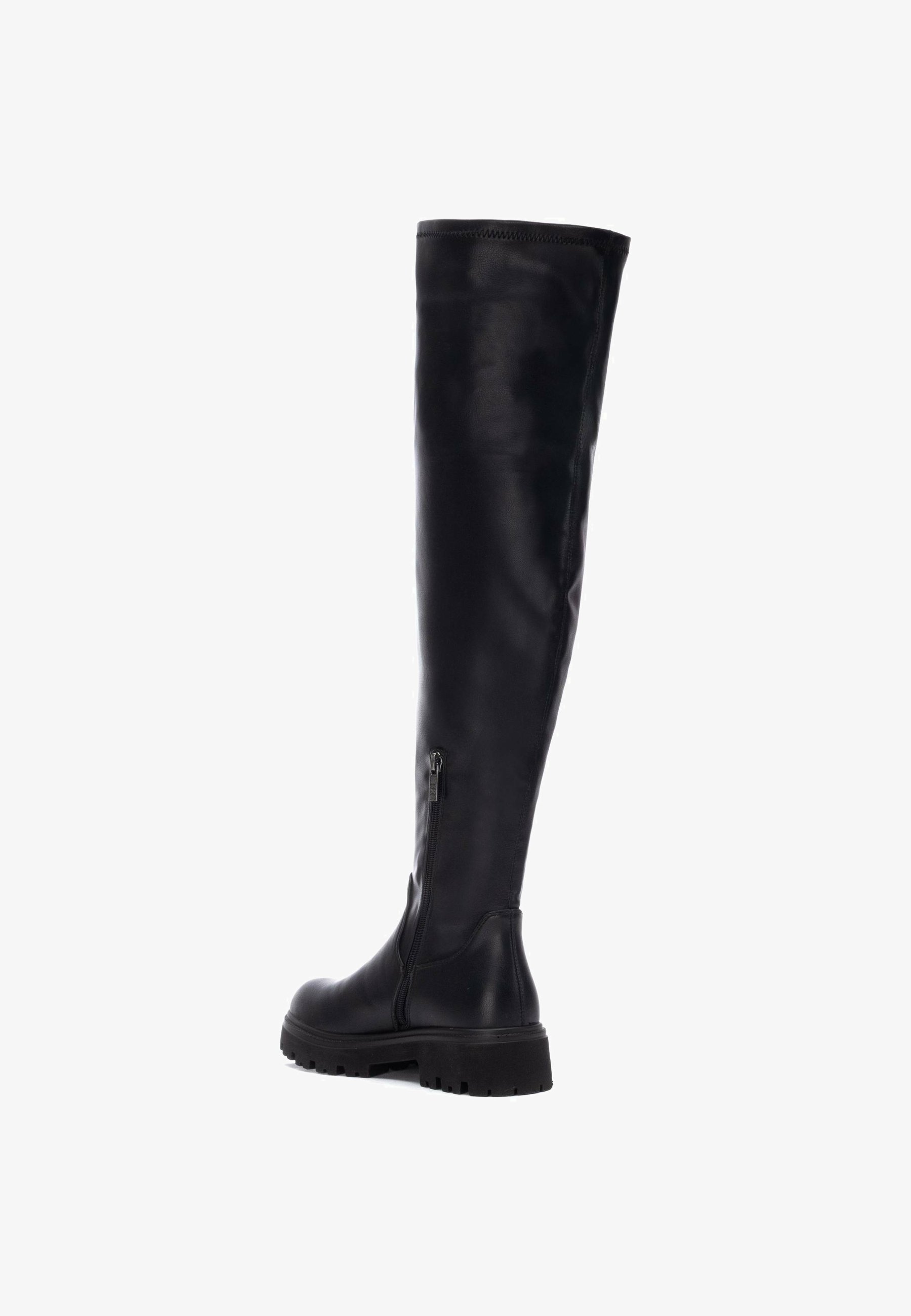 Stivali Donna XTI Zip In Pelle Sintetica Nera - Tacco A Blocco 10 Cm - Taglia 38 EU - Larghezza Normale
