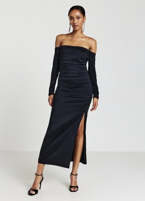 SPALLE SCOPERTE ARRICCIATURE - Vestito di maglina - ultrablack