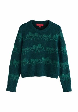 Neule - teal blue sparkle tinsel bow