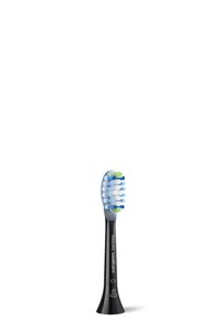 Schwarzer Ersatzkopf für die elektrische Philips Sonicare C3 Zahnbürste mit blauen, grünen und weißen Borsten.