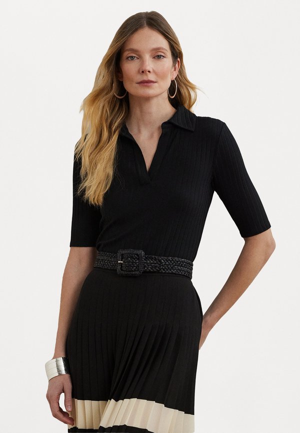 RIB KNIT ELBOW SLEEVE POLO TEE - Print T-shirt