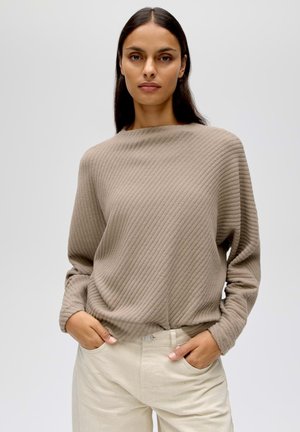 OPUS, RELAXED FIT VELVETY TEXTURE - Long-sleeved top - light mocca